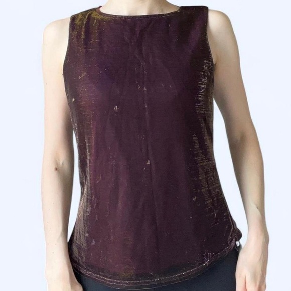 Vintage 90s Capucino Womens Multicolour Burgundy Mesh Detail Tank Top Medium - Picture 1 of 9